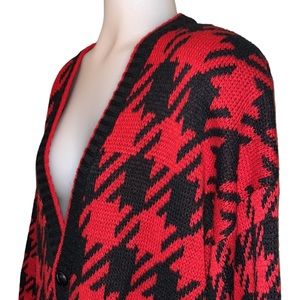 Vintage 80s STEFANO Cardigan Sweater Red/Black~14/16